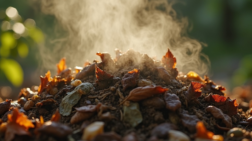 Steaming compost pile texture illustrating the composting process for beginners