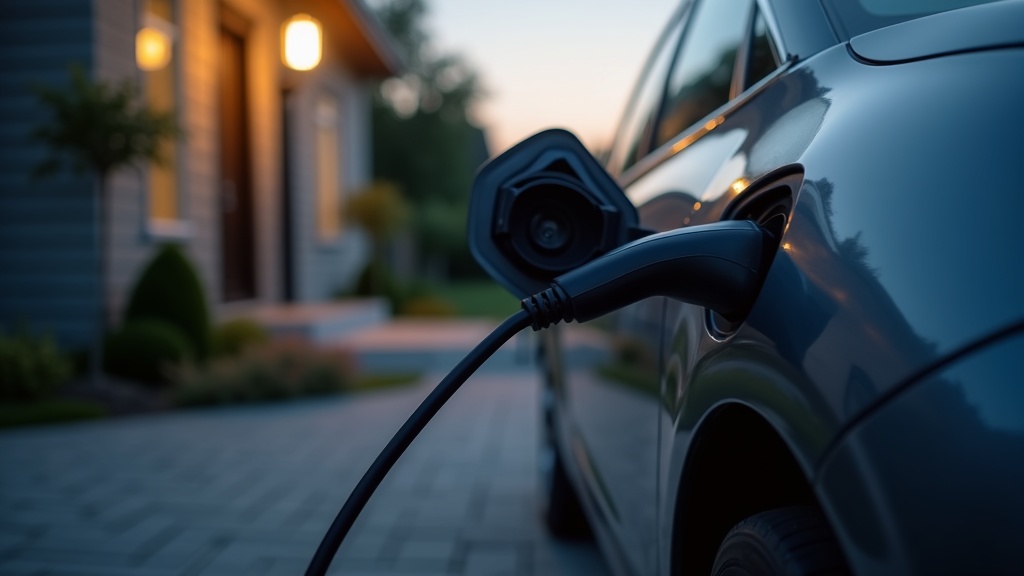 Single charging cable connecting a home wall charger to an electric vehicle