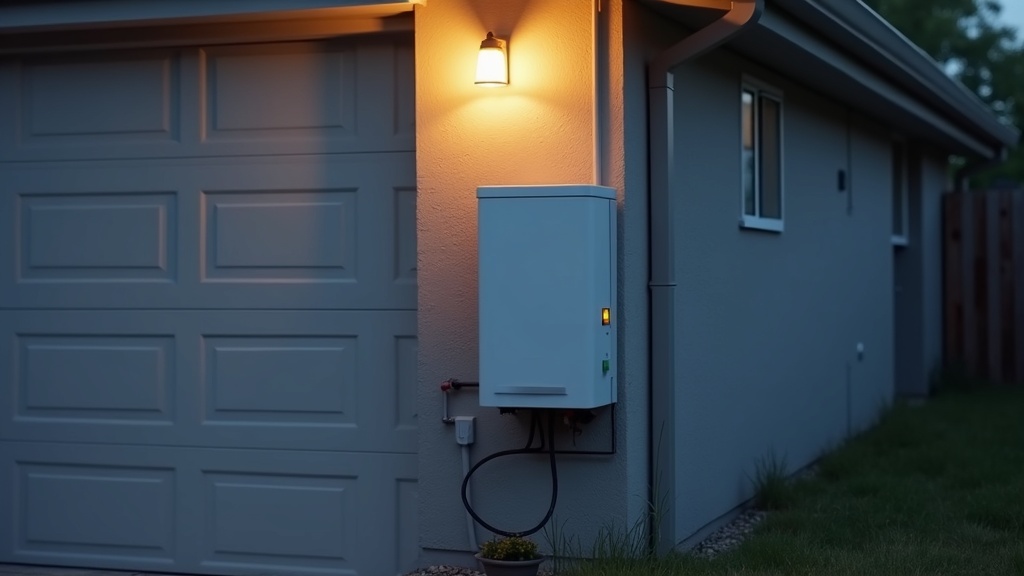 Home battery storage unit mounted on an exterior wall showing how home battery storage works