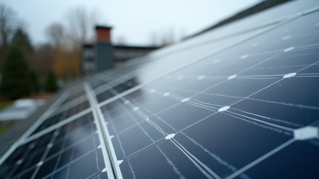 Close-up of rooftop solar panels illustrating solar panel efficiency and degradation over time