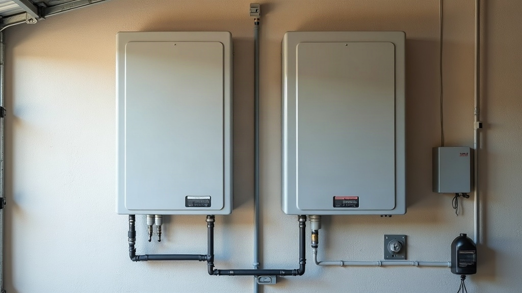 Home battery and inverter mounted together on a garage wall